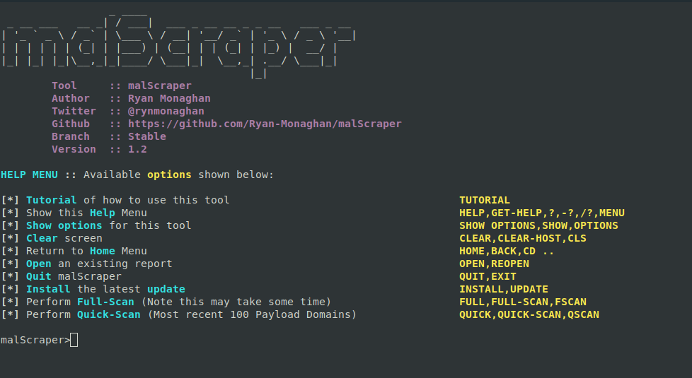 malScraper Screenshot